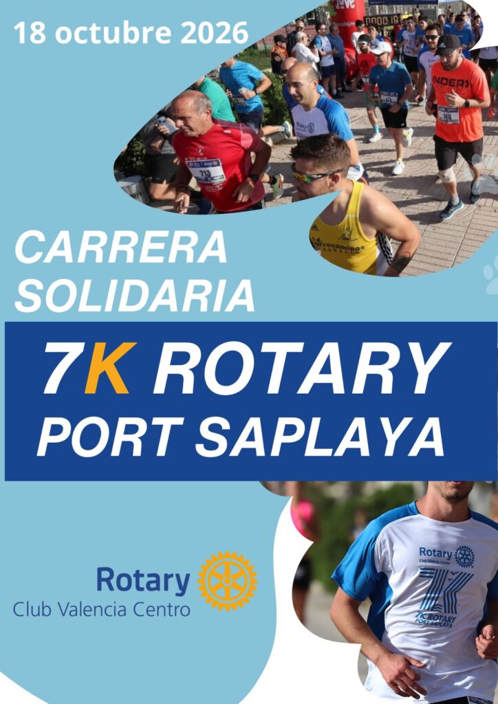 Cartel de la carrera solidaria 7K Rotary Port Saplaya 2026