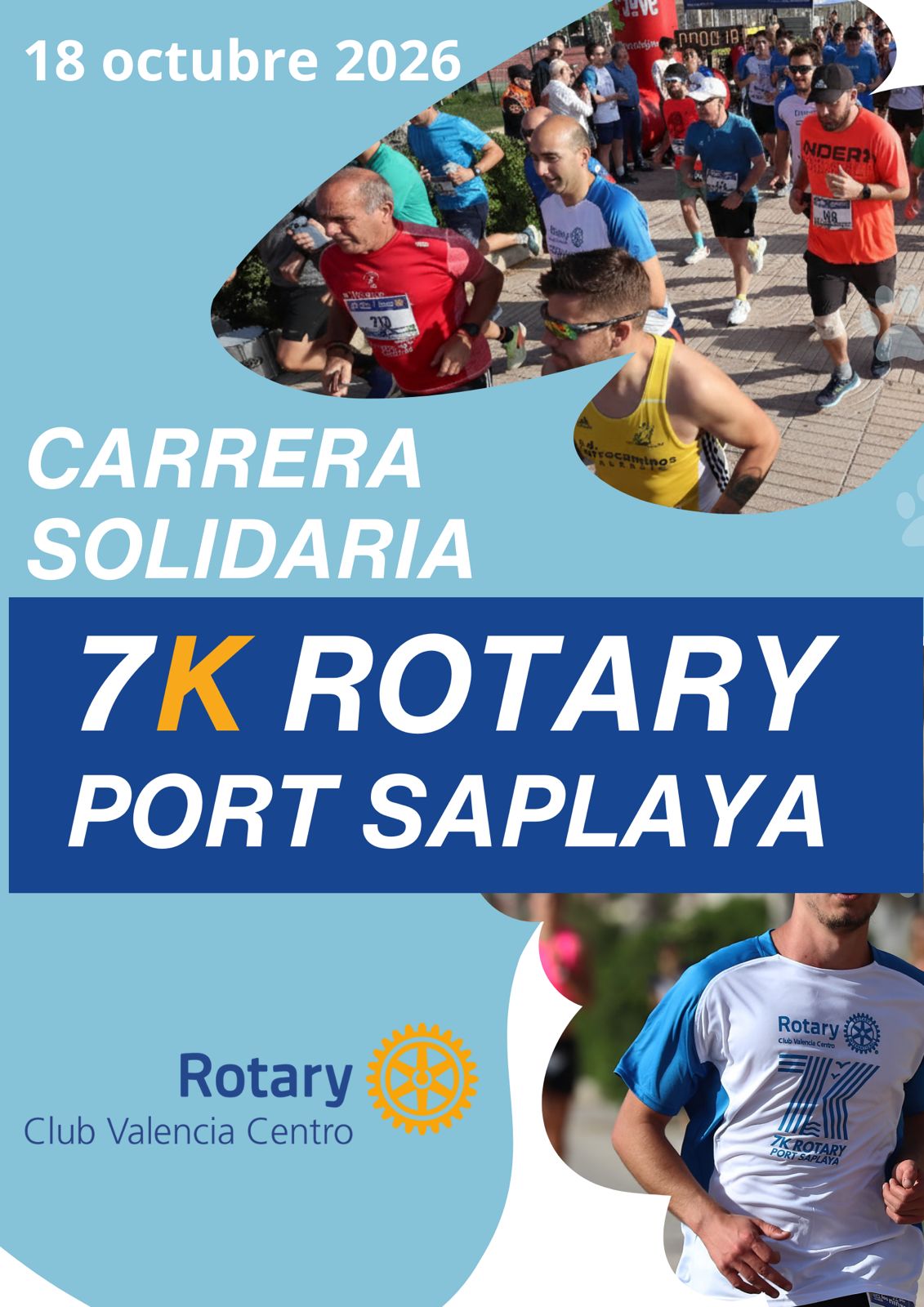 Cartel de la carrera solidaria 7K Rotary Port Saplaya 2026